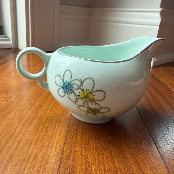 Vintage MCM China Nobility Permaware Atomic Daisies Floral Mist Cream & Sugar - Picture 9 of 11